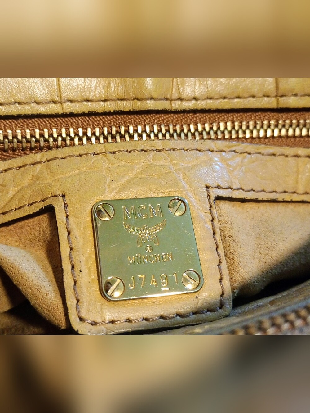 MCM Croc Embossed 2-Way Satchel Shoulder Bag - Picture 13 of 16